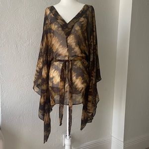 OndadeMar Cover Up Beach Dress V Neck Animal Print S Women